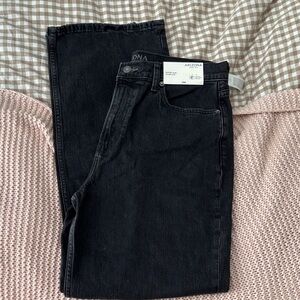 High Waisted Straight Leg Black Jeans